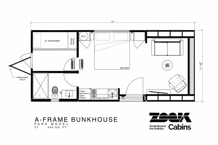 Zook A-Frame Bunkhouse floor plan 1
