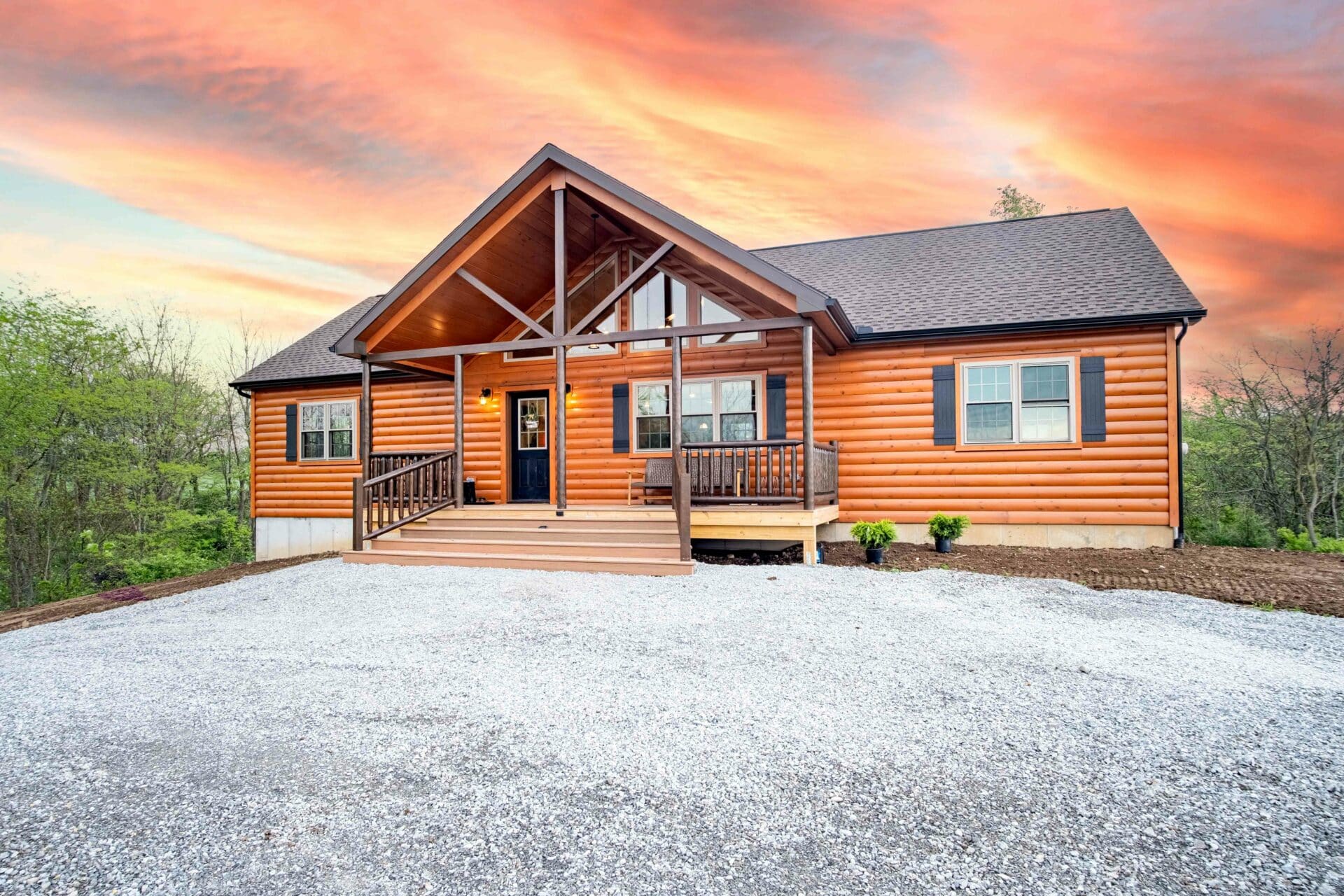 Prefab alpine log cabin single story alpine log home