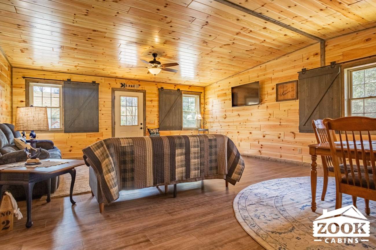 beautiful log cabin living area