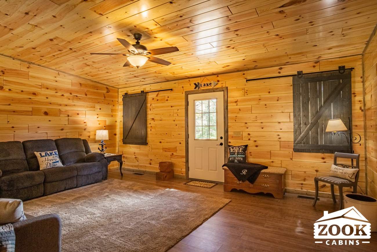 log cabin home with beautiful wood accents