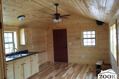 Small cabins with a beautiful wood kitchen