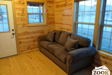 couch in a small cabin