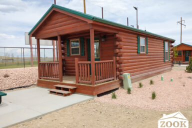 row of small cabins