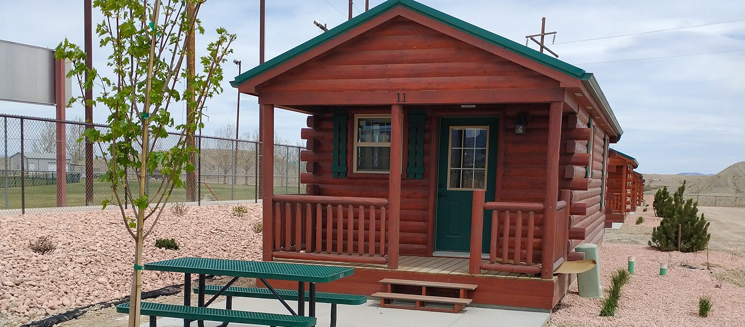 small cabin at a campground