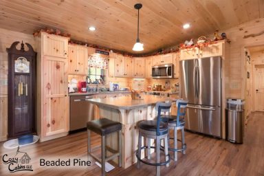 Beaded Pine cabinets for Your Log Cabin