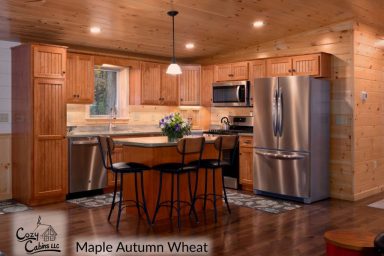 Autumn wheat cabinets for Your Log Cabin