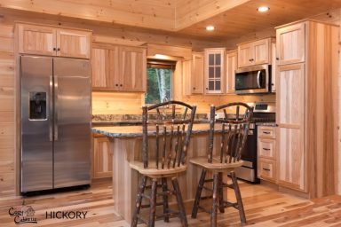 Hickory Kitchen Cabinets for Your Log Cabin