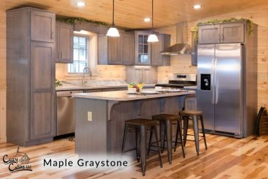 Maple Greystone cabinets for Your Log Cabin