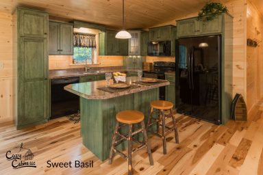 Sweet basil cabinets for Your Log Cabin