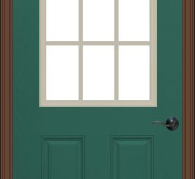 Provia forest green entry door for Your Log Cabin