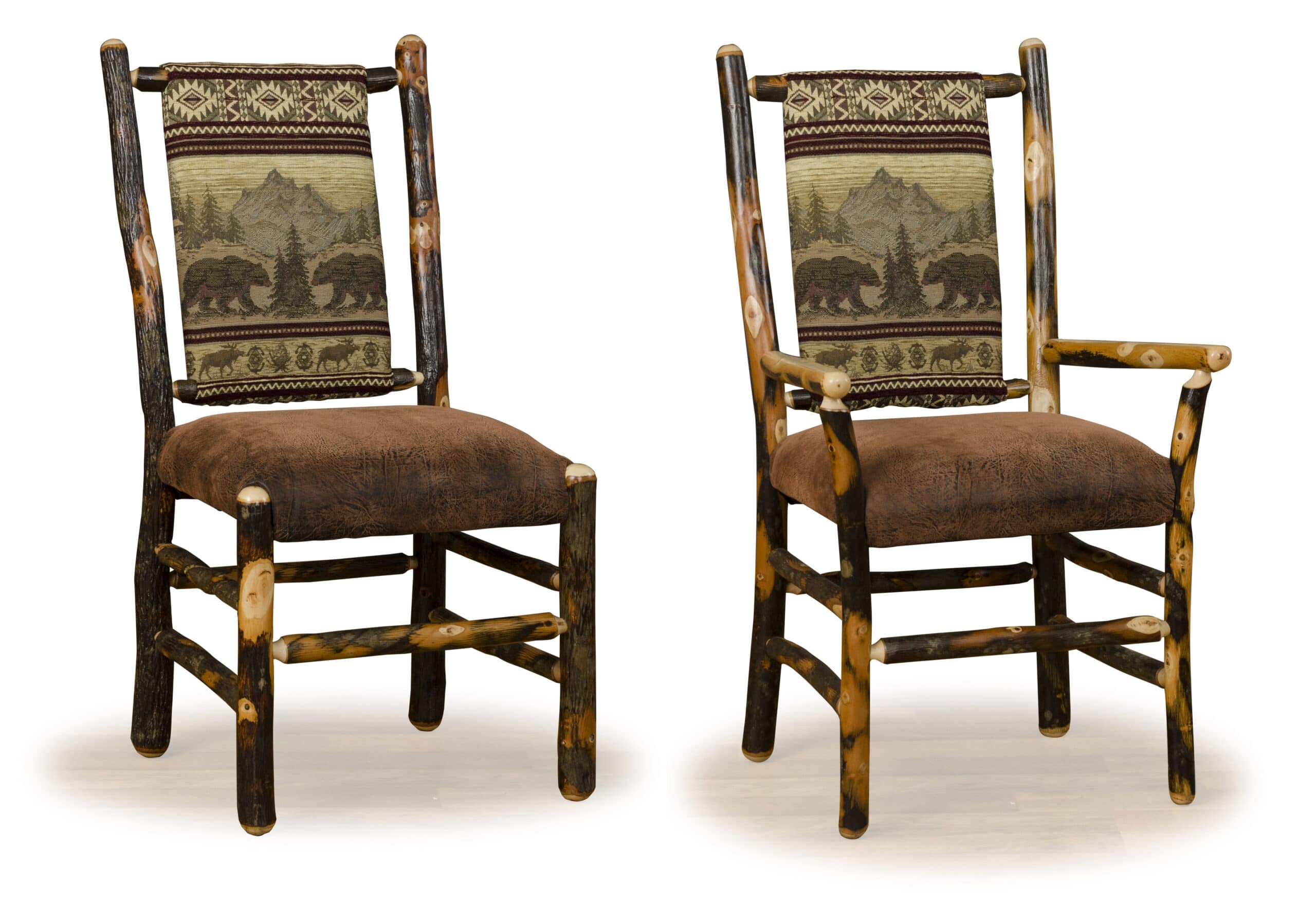 low back padded chairs log home dining rooms - Zook Cabins low back padded chairs log home dining rooms - Zook Cabins